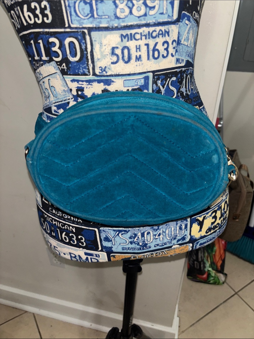 Teal Quilted Oval Crossbody Bag - Women